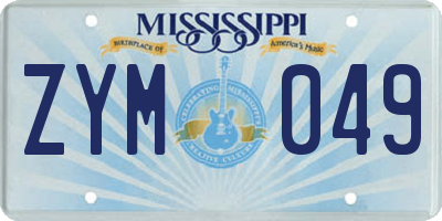 MS license plate ZYM049