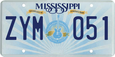 MS license plate ZYM051