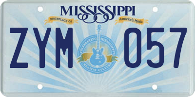 MS license plate ZYM057