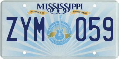 MS license plate ZYM059