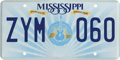 MS license plate ZYM060