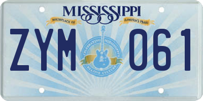 MS license plate ZYM061