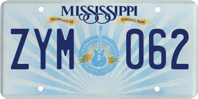 MS license plate ZYM062