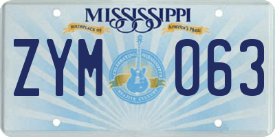 MS license plate ZYM063