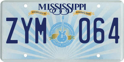 MS license plate ZYM064