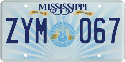 MS license plate ZYM067