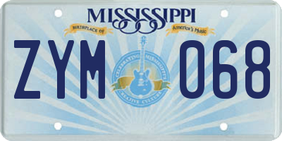 MS license plate ZYM068