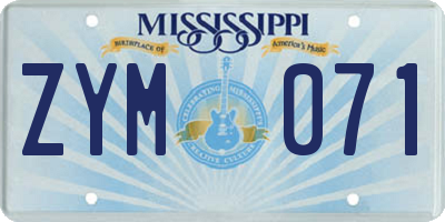 MS license plate ZYM071