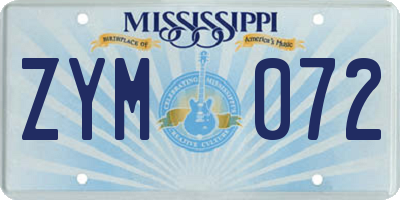 MS license plate ZYM072