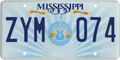MS license plate ZYM074