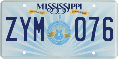 MS license plate ZYM076