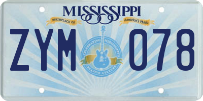 MS license plate ZYM078