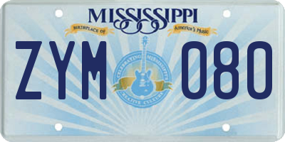 MS license plate ZYM080