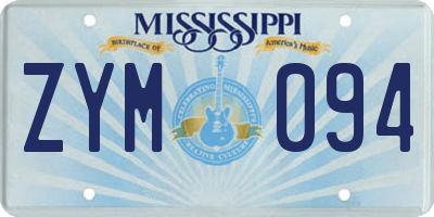 MS license plate ZYM094