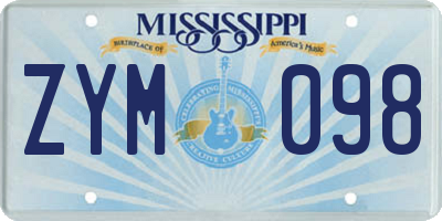 MS license plate ZYM098