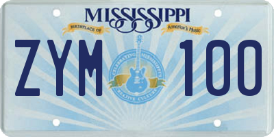MS license plate ZYM100