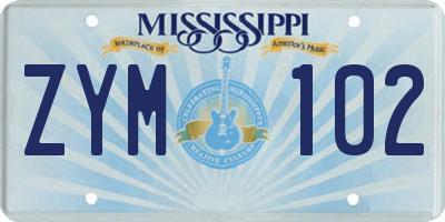 MS license plate ZYM102