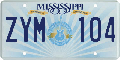 MS license plate ZYM104