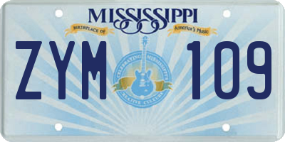 MS license plate ZYM109