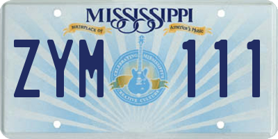 MS license plate ZYM111
