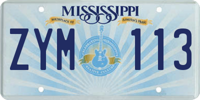 MS license plate ZYM113