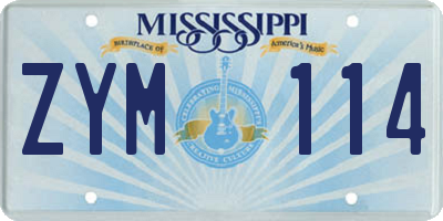 MS license plate ZYM114