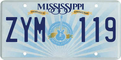 MS license plate ZYM119