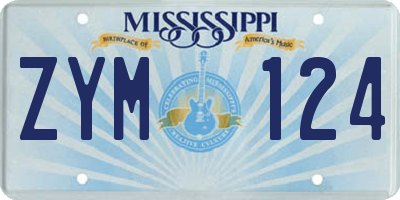 MS license plate ZYM124