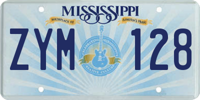 MS license plate ZYM128