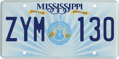 MS license plate ZYM130