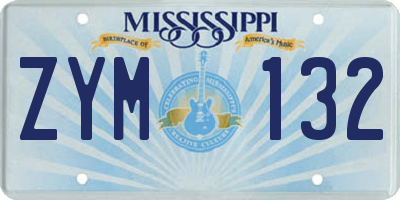 MS license plate ZYM132