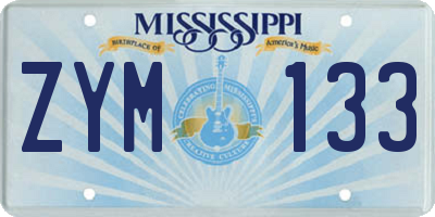 MS license plate ZYM133
