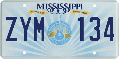MS license plate ZYM134
