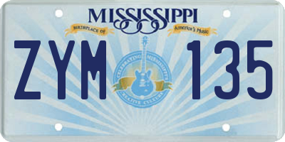 MS license plate ZYM135