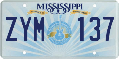 MS license plate ZYM137