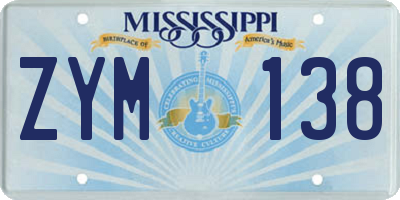 MS license plate ZYM138