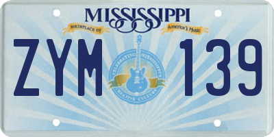 MS license plate ZYM139