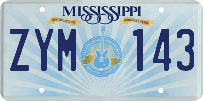MS license plate ZYM143