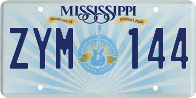 MS license plate ZYM144