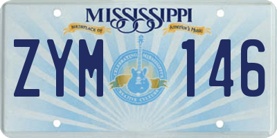 MS license plate ZYM146