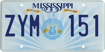 MS license plate ZYM151