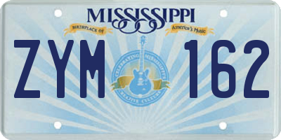 MS license plate ZYM162