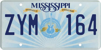 MS license plate ZYM164