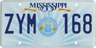MS license plate ZYM168