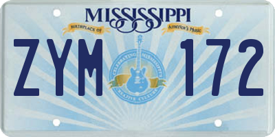 MS license plate ZYM172
