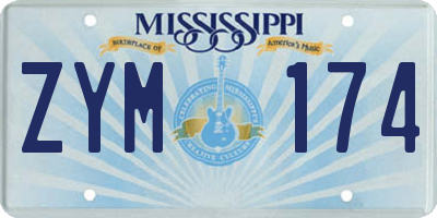 MS license plate ZYM174
