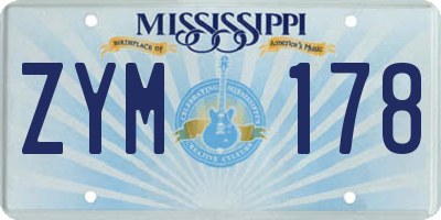 MS license plate ZYM178