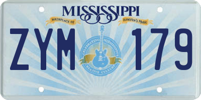 MS license plate ZYM179