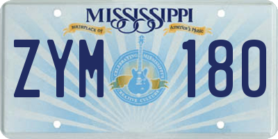MS license plate ZYM180
