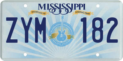 MS license plate ZYM182